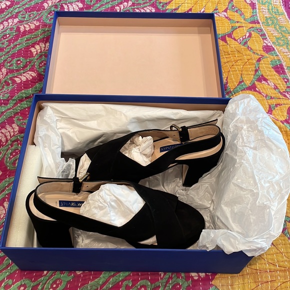 Stuart Weitzman Black Suede Platform Heels - Picture 7 of 7